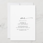Modern Script First Birthday Party Invitation (Devant)
