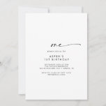 Modern Script First Birthday Party Invitation<br><div class="desc">This modern script first birthday invitation is perfect for a minimalist birthday party. The simple black and white design features unique industrial lettering typography with modern boho style. Customizable in any color. Keep the design minimal and elegant,  as is,  or personalize it by adding your own graphics and artwork.</div>