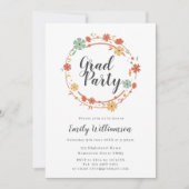 Modern Script Floral Graduation Party Kaart (Voorkant)
