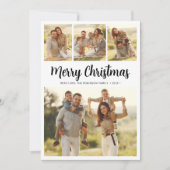 Modern Script Foliage 4 Multi Photo Christmas Feestdagenkaart (Voorkant)
