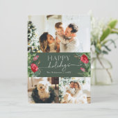 Modern Script Forest Groene Waterverf Botanisch Feestdagenkaart (Staand voorkant)