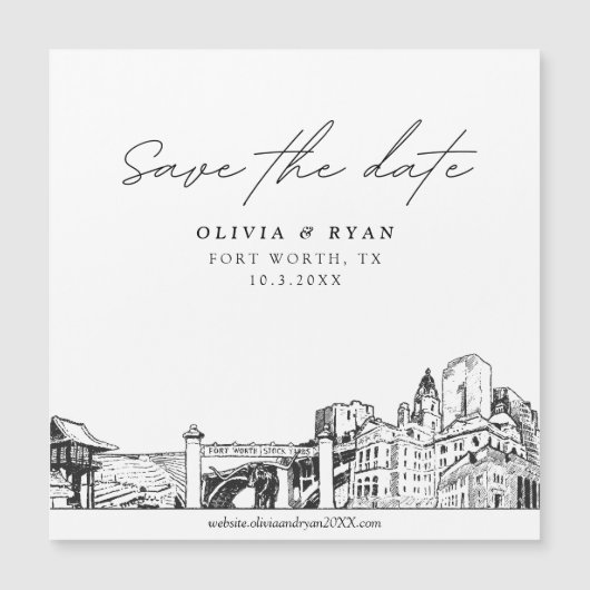Modern Script Fort Worth Save the Date Magnet (Voorkant)