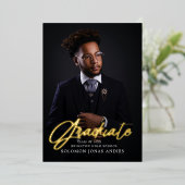 Modern Script Foto Afstuderen Hoge School  Folie Uitnodiging (Staand Voorkant)