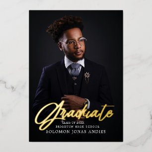 Modern Script Foto Hoge School Afstuderen  Folie Uitnodiging