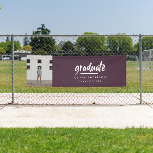 Modern script foto paars elegant afstuderen spandoek (Insitu)