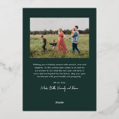 Modern Script Foto Prettig Kerstfeest Folie Feestdagenkaart (Achterkant)