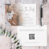 Modern Script Foto QR Code Trouwkaart Save The Dat Date
