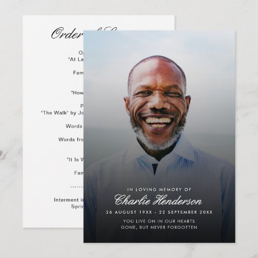 Modern Script Foto Uitvaartprogramma Programma (Voorkant / Achterkant)