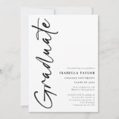 Modern Script Foto Zwart Wit Afstuderen Aankondiging (Voorkant)