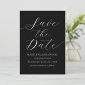 Modern Script Foto Zwart Wit Save The Date Kaart (Staand voorkant)