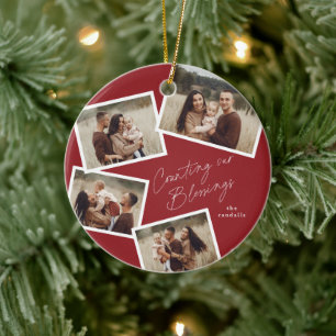 Modern Script Fotocollage Religieuze Kerstmis Keramisch Ornament