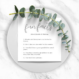 Modern Script Fun Facts Wedding Servet