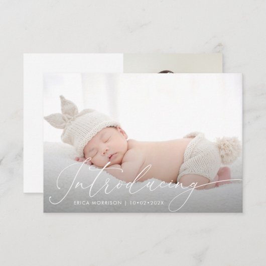 Modern Script Geboorteaankondiging briefkaart (Voorkant / Achterkant)