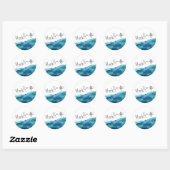 Modern script Gelukkig Ever After Blue Green Aqua Ronde Sticker (Vel)