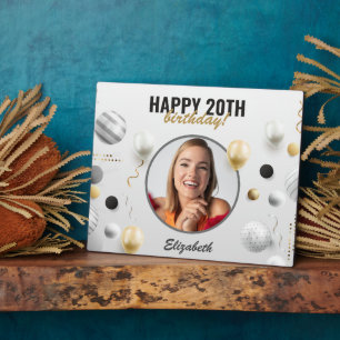 Modern Script Gelukkige Verjaardag Custom Photo Gi Fotoplaat