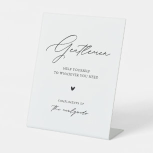 Modern Script Gentlemen Wedding Bathroom Basket Reclamebord Met Voetstuk