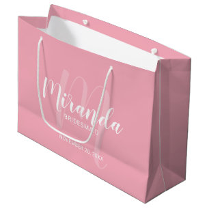Modern Script gepersonaliseerd bruidsmeisje blush  Groot Cadeauzakje