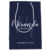 Modern Script gepersonaliseerd bruidsmeisjes marin Medium Cadeauzakje (Voorkant)