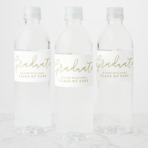 Modern Script gepersonaliseerd foto Afstuderen Waterfles Etiket