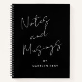 Modern Script gepersonaliseerd zwart-wit Notitieboek (Voorkant)
