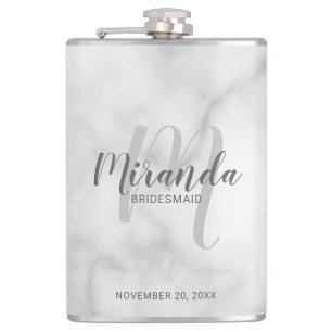 Modern script gepersonaliseerde bruidsmeisje fles heupfles