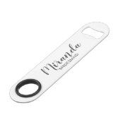 Modern script gepersonaliseerde bruidsmeisje speed flessenopener (Voorkant Gekanteld)