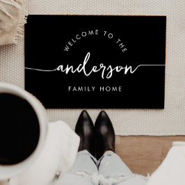 Modern script gepersonaliseerde familienaam deurmat