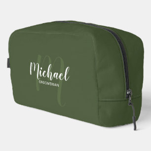 Modern Script Gepersonaliseerde Groomsman Monogram Toilettasje