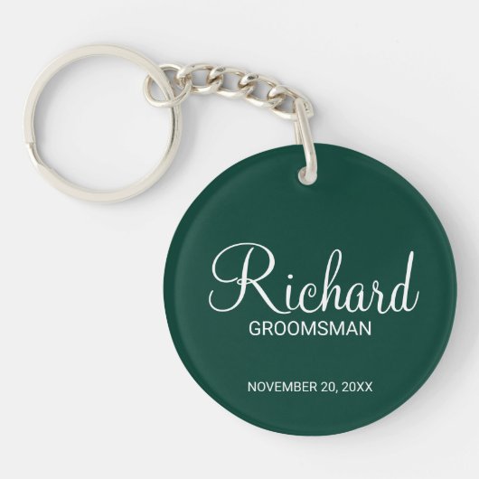 Modern Script Gepersonaliseerde Groomsman Naam Sleutelhanger (Voorkant)