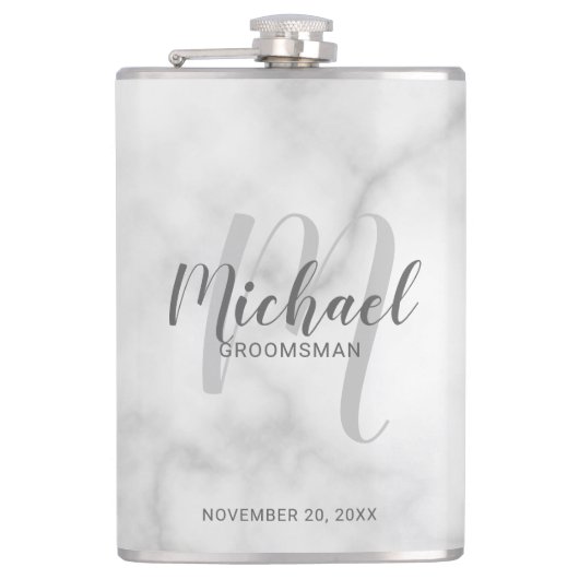 Modern Script Gepersonaliseerde Groomsmen Flask Heupfles (Voorkant)