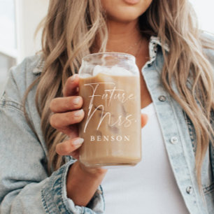 Modern script gepersonaliseerde toekomst mevrouw blikvorm glas