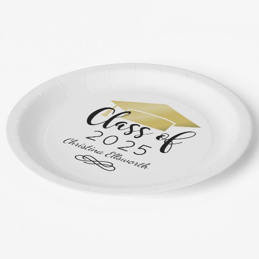 Modern Script Gold 2025 Custom Afstuderen Papieren Bordje (Gekanteld)