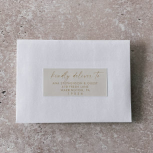 Modern script Gold Cream Guest-Adresetiketten Sticker