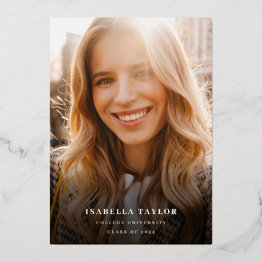 Modern Script Gold Foil Afstuderen Aankondiging (Achterkant)