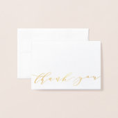 Modern Script Gold Folie Trouwfoto Dank u Kaarten (Voorkant met envelop)
