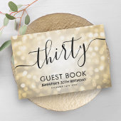 Modern Script Gold Glitter Lights 30e verjaardag Gastenboek