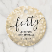 Modern Script Gold Glitter Lights 40e Verjaardag Bedankjes Labels (Voorkant)