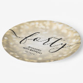 Modern Script Gold Glitter Lights 40e Verjaardag Papieren Bordje (Gekanteld)