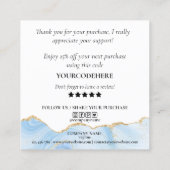 Modern Script Gold Heart Bedankt voor uw bestellin Vierkante Visitekaartje (Achterkant)