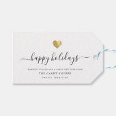 Modern Script Gold Heart Business Prettige feestda Cadeaulabel (Voorkant (Horizontaal))