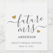 Modern Script Gold Heart Future Mrs. Vrijgezellenf Wijn Etiket (Enkel label)
