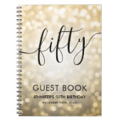 Modern Script Gold Lights 50e Verjaardag GASTENBOE Notitieboek (Voorkant)
