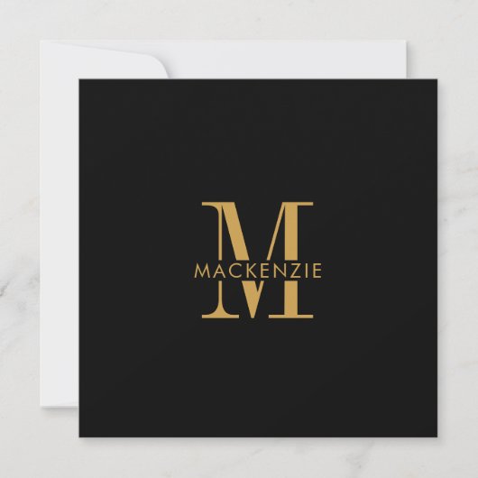 Modern Script Gold Monogram Initialen Minimal Notitiekaartje (Voorkant)