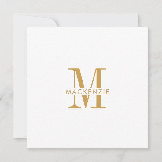 Modern Script Gold Monogram Initialen Minimal Notitiekaartje (Voorkant)