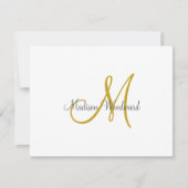 Modern Script Gold Monogram Notitiekaartje (Voorkant)