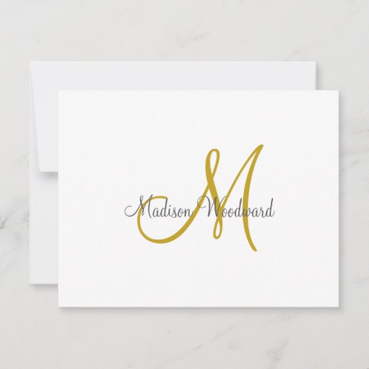 Modern Script Gold Monogram Notitiekaartje (Voorkant)