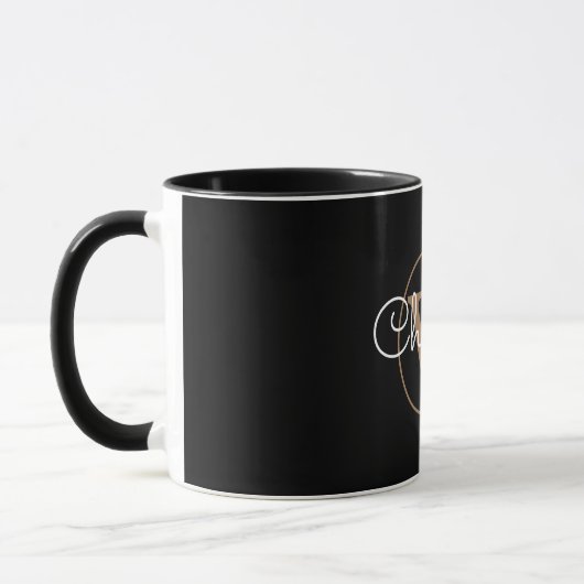 Modern Script Gold Monogram zwart Mok (Links)