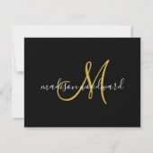 Modern Script Gold Monogram zwart Notitiekaartje (Voorkant)