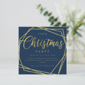 MODERN Script Gold Navy Folie Lijst Kerstfeest Kaart (Staand voorkant)