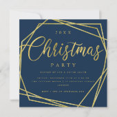 MODERN Script Gold Navy Folie Lijst Kerstfeest Kaart (Voorkant)